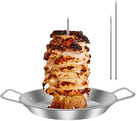 TTSAM Edelstahl Brasilianische Grillspieße,Dönerspieß,Gyrosgrill,Vertikaler Spieß BBQ Stand,Vertikaler Spießgrill, Edelstah vertikaler Grillrost Fleischs,Grillrost,mit 3 abnehmbaren Spießen