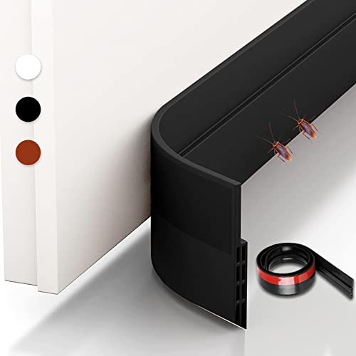 【Phantasy】Zugluftstopper für Türen Schwarz, Schalldichtung Silikon Türstopper Türdichtung unten für Schallschutz, Kälteschutz, 5cm x 100cm