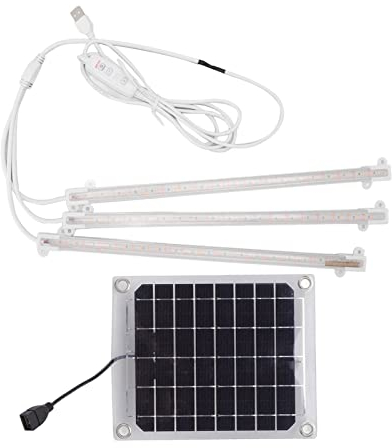 Solar Plant Grow Light,LED Plant Grow Light Strip,Solar Grow Lights for Indoor Plants,Easy Installation Solar Powered Grow Lights for Greenhouse Herbs Vegetables Flower(30W) [Energy Class A]
