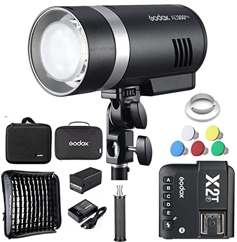 Godox Ad300 Pro 300W Flash Mit 60 cm Softbox Und Godox X2T-F-Auslöser 2,4 G 1/8000S HSS 0.01-1.5S Recycle Time 320 Vollkraft 12W Bi-Farben-Modellierung Led Für Kameras Canon Nikon Sony Fuji Usw.