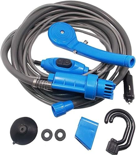 GImLY Kit de douche portable pour voiture, camping, extérieur, 12 V, pompe à eau pour camping, randonnée, voyage (bleu)