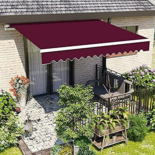 Tenda Da Sole A Mezza Cassetta Retrattile Manuale, Tenda Da Sole Pieghevole Anti-UV E Impermeabile Con Raccordi E Manovella, Tettoia Per Gazebo Da Sole Fai Da Te Completa,Rosso,2,5x2m,Friendly321