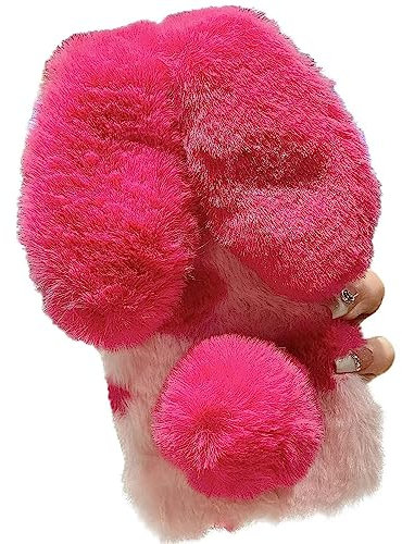 Tivenfezk Nadoli Hase Pelz Hülle für iPhone X/XS,3D Kaninchen Ohr Case Warme Flauschige Plüsch Schutzhülle Handy Schale Tasche Soft Bunny Cover
