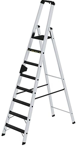 PROREGAL Stufen-Stehleiter | 250 kg | einseitig begehbar mit Clip-Step R13 | 8 Stufen | Leiter, Teleskopleiter, Trittleiter, Bockleiter, Sprossen-Doppelleiter