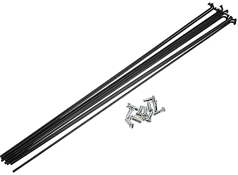 QUARKZMAN 12 Stück 14G J Kurve 293 mm Speichen mit Nippeln für Fahrrad, Schwarz