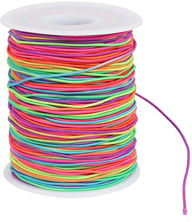 LOMIMOS Fil Rouleau de Cordon Elastique Couleur,1MM*100M Cordon de Cirée Coton Fil Tressé,Multi-Couleur Cordon d'Artisanat Fil pour Bricolage Artisanat Bracelet Collier et des Cheveux