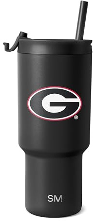 Simple Modern Offiziell lizenzierter Collegiate Georgia Bulldogs Becher mit Klappdeckel und Strohhalmen, isolierter Becher, Edelstahl, Geschenke für Männer und Frauen, Trek-Kollektion, University of