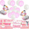 Kiwochy Willkommen Baby Zuhause Deko - Rosa Gartenbanner, Storch Folienballons für Mädchen