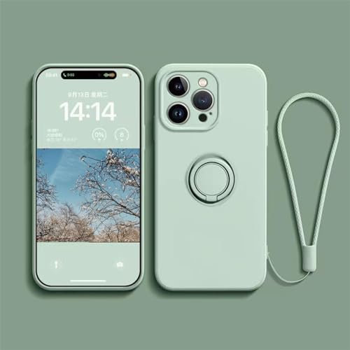 Ykerey Case for iPhone 13 mini Cover with 360 Degree Ring Holder Metal Finger Ring Holder Magnet Car Holder Soft Silicone Shockproof Cover for iPhone 13 mini, Light green
