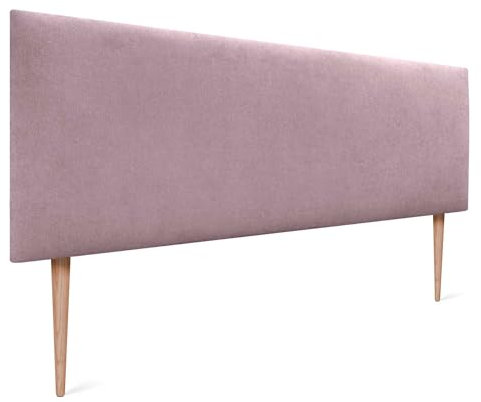 DHOME Tête de Lit AQUALINE en Similicuir ou Tissu - Lisse et Tapissée, Style Luxe (Tissu Rose, 160cm avec Pieds pour Lits 150/160)