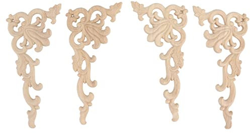 cyrank Holzapplikationen, 4 Stück Holzleisten Und Zierleisten, Holzapplikationen Und Onlays, Möbelapplikationen, Dekorative Transfers Für Möbel
