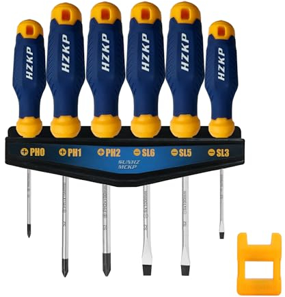 SUNHZMCKP Lot de 7 tournevis cruciformes et 3 tournevis plats avec magnétiseur et démagnétiseur en acier S2