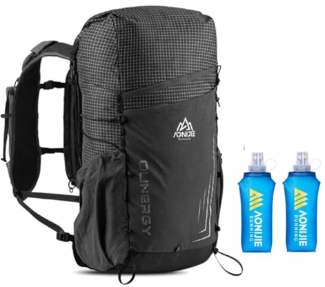 30L Large Capacity Outdoor Climbing Backpack Camping Travel Bag with 2 piece 500ml water bottle AONIJIE (Black)