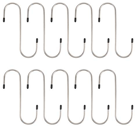 Ganci a S in acciaio inossidabile per montaggio a parete 10 pezzi Ganci per impieghi gravosi Ganci per appendere a forma di S Ganci per presine per utensili da cucina Vestiti Borse