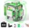 Huepar Pro Livella Laser Autolivellante 3x360° a Croce Verde 3D Per Costruzioni e Appendere Quadri, Batteria Ricaricabile da 8000mAh, Telecomando, Supporto Magnetico e valigetta rigida