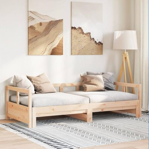 vidaXL Tagesbett, Gästebett mit Lattenrost Beine, Holzbett für Schlafzimmer Wohnzimmer, Bett Ausziehbett, 80x200cm Massivholz Kiefer