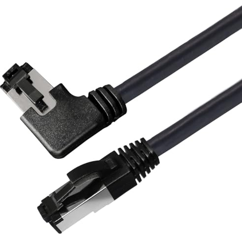 Maxtrack Câble patch Cat 8.1 - TI51-1,5 l - Câble LAN pour applications 25GBase-T/40GBase-T/50GBase-T - Câble patch - Câble réseau catégorie 8.1 - Fiche RJ45 droite vers fiche RJ45 coudée vers la