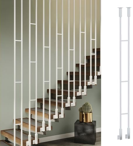 CHZDPP treppengeländer Eisengeländerstäbe für Treppen zur Verhinderung von Stürzen, Anpassbare Treppensprossen für Dachboden/Flur, für Ebene und geneigte Treppen(White,90cm/35.4in/3ft)