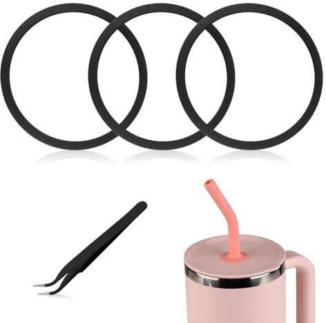 3-Teiliges Dichtungsring für Trinkflaschen mit Pinzette, Wasserflaschen-Dichtungsring Ersatzdichtung Ersatzteile für Hydro Flask Travel Tumble 32/40OZ (Schwarz)