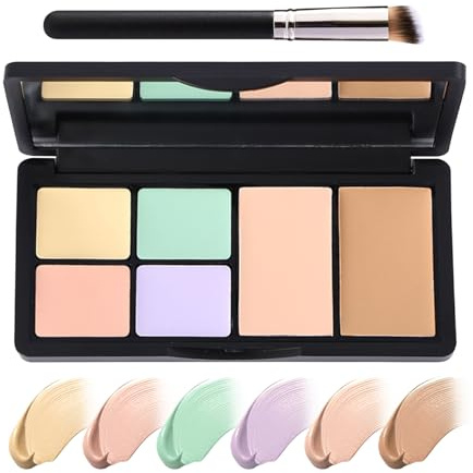 Concealer-Palette, 6 Farben, wasserfest, langanhaltend, volldeckend, Konturen-Palette, Foundation, Highlighter Concealer und Creme-Konturen-Palette, Set