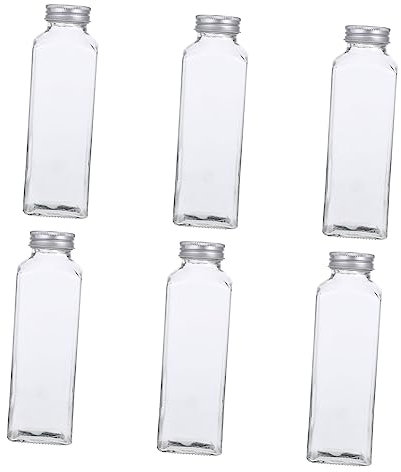 OKUMEYR 6 STK Flasche Saft Trinken Vorratsflaschen Für Getränke Wasserflaschen Für Kinder Großbehälter Für Getränke Flaschen Mit Zitronensaft Praktische Vorratsflaschen Glas Silver