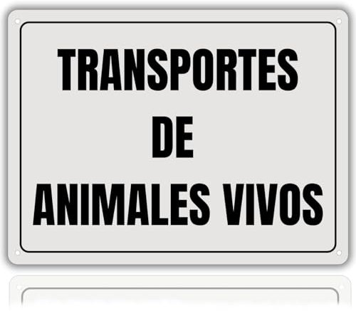 LEIASA | Cartel Transportes Animales - 21x28 cm - Aluminio Reflectante - Grosor 0.8 mm - Apto Exterior e Interior - Impresión UV - Letrero Transporte Animales