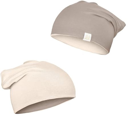 MAYLILY - Mütze - Doppelseitige Mütze - Zweifarbige Beanie - Bambusmütze - Bambuskappe - Kindermütze - Bambushaube Baby - Bambushut - (DE/NL/SE/PL, Numerisch, 30, 36, Taupe - beige)