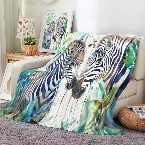 Coperta In Pile Di Zebra Dell'Acquerello, Coperta Stampata Per Cartone Animato, Morbida E Accogliente Per Bambini Ragazzi Adulti, Materasso, Divano, Viaggio Coperta Per Letto E Divano 100X130Cm