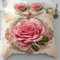 Tyafsgvqo Rosa Rose Blumen Muster Bettwäsche 135x200, Vintage Barock Floral Bettbezug mit 2 Kissenbezug 80x80 cm, Romantisch Aesthetic Blüten Bettwäsche Set, Wendebettwäsche mit Reißverschluss