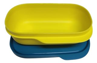 Tupperware to Go Lunchbox Clevere Pause 550 ml Brotdose mit Trennwand Eco+ Schule (gelb türkis 120ml)