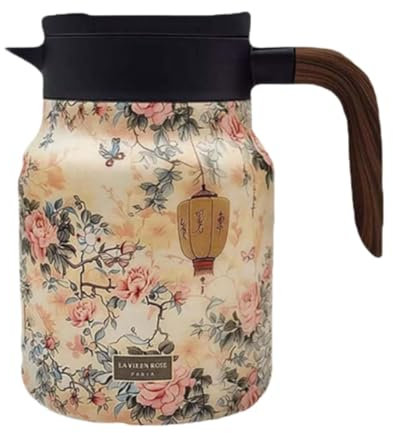 Gcljlmy Vacuum Insulated Jug, Tea Flower Teapot with Lid, No Leaks, Hot Water Pot, Hot Water Jug for Barbecue, Picnic (Pink)