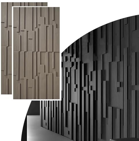 ZIMGOD Wall Panelling 2 Packs 3D Wall Panels Covering, Exterior Interior Wainscoting Panel Kit, Background Wall Cover Paneling, Hallway Bathroom Wall Cladding Panels Décor(Gray-A)