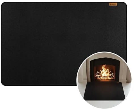 Matace Rechteckige feuerfeste Kaminmatte, feuerfest und wasserdicht, Silikon, Herdteppich, Fiberglas-Holzofen-Pad, Glut- und Funkenbodenschutz, 152,4 x 101,6 cm, Schwarz