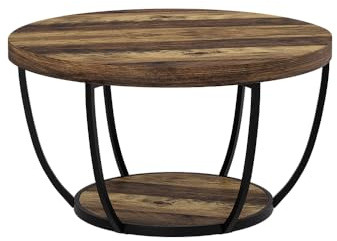 Vicco Couchtisch Arvina, Eiche rustikal, 80 x 80 cm | mit Ablagefach unter der Tischplatte zur Aufbewahrung