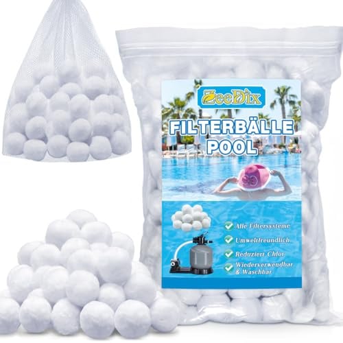 ZeeDix 2190g Pool Filterbälle für Sandfilteranlagen | Effiziente Alternative zu Filtersand (wie 75 kg Sand), Wiederverwendbare & umweltfreundliche Faserbälle
