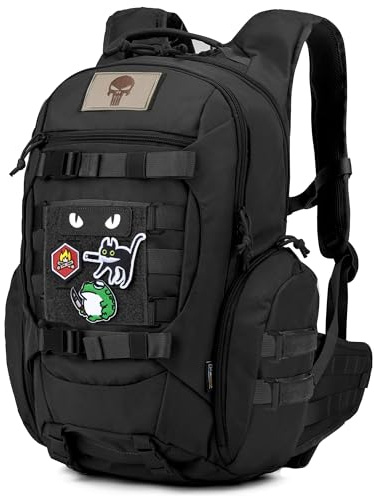 Mardingtop 28L Rucksack Taktischer Wanderrucksäcke mit Klettfeld Patch | Militärrucksack mit Belüftungsrücken Tagesrucksäcke für Trekking Camping Wandern Reisen Arbeit