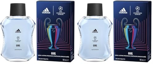 adidas UEFA GOAL Edition Eau de Toilette 100 ml – langanhaltender frischer Duft mit Salbei & Patchouli, vegan (Packung mit 2)