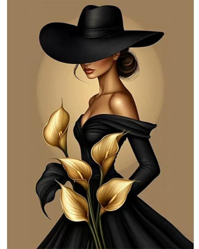 GHHKUD Lady Paint by Numbers for Adults, Painting by Number Kits On Canvas Without Frame, DIY Color Oil Painting Acrylic Paints Art Crafts Kits for Home Wall Decor 12X16 Inch