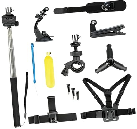 3 Stück Profi Action Kamera Befestigungsset Brustgeschirr Selfportrait Rod Absorption Cup für Outdoor Sport Filmen und Registrieren Brustgurt