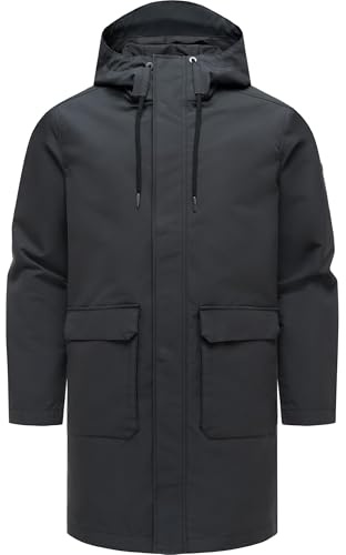 Ragwear Herren Übergangsmantel wasserdichter und atmungsaktiver Trenchcoat mit Gehschlitz und verstellbarer Kapuze Mr Them Long Light YOUMODO S-6XL