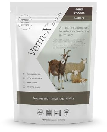 Verm-X Original All Natural Pellets for Sheep and Goats. Approved for Use on Organic Farms. Supports Intestinal Hygiene. Vet Approved. Maintains Gut Vitality. Wormwood Free Recipe.