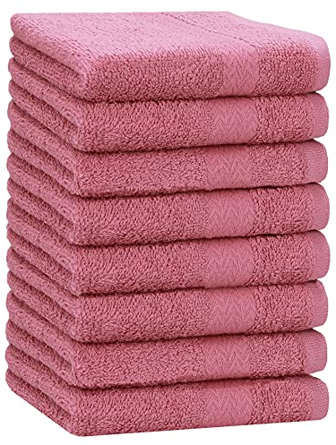 Betz 8 Stück Handtücher Set Größe 50 x 100 cm Handtuch Premium 100% Baumwolle Farbe Altrosa