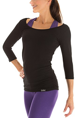 WINSHAPE Damen Ws4 3/4-arm Shirt, Schwarz, L EU