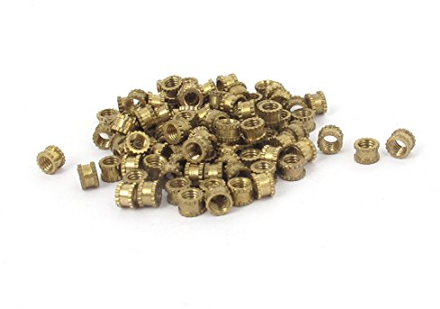 sourcing map 100stk M3x3mm Gewinde Messing Ton Rund Metall Knurl Gewindeeinsatz Muttern