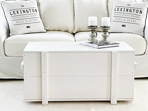 Uncle Joe´s 75775 Truhe Couchtisch Holzkiste, Vintage, Shabby chic Holz 85 x 45 x 46 cm, weiß