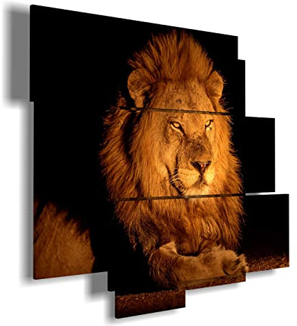 duudaart Quadro Moderno Fonoassorbente Pannello Insonorizzante Leone Decorativo Metallici da Parete Acustico Grande Decorazione per Soggiorno Africa Animali Multilivello 113x99cm