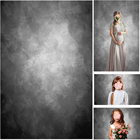 WaW 1.5x2.2m Fotografie Hintergrund Stoff Grau Farbverlauf, Klassische Abstrakt Fotohintergrund for Fotostudios Kinder, Porträt Professionell, Haustier, Werbung Fotoshooting