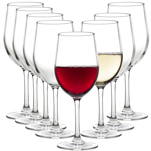 D'Eco Tritan 12 Oz Stemmed Wine Glasses, Shatterproof Glassware, 8 Pack