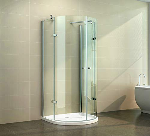 mit Duschtasse 80x80 aus 6mm ESG Sicherheitsglas Nano Beschichtung Halbkreis U-Duschkabine, Größe:80 x 80 x 190 cm, Dusche_Amazon:Klarglas | mit Duschtasse & Ablauf