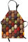 ABAKUHAUS Retro Kochschürze, Bunte Kräuter und Gewürze Kardamom Pfeffer Chili Ingwer Dill natürliche Küche Print, Höhenverstellbar Klare Farben ohne verblassen, Braun Rot